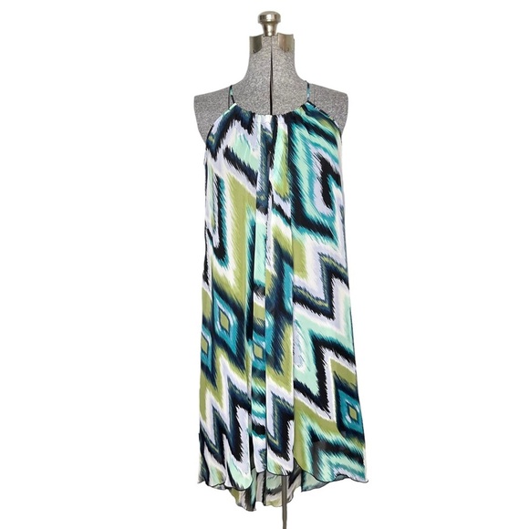 Cynthia Rowley High Low Colorful Geometric Print Halter Dress - Picture 1 of 12